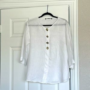 Zara White Linen Blouse